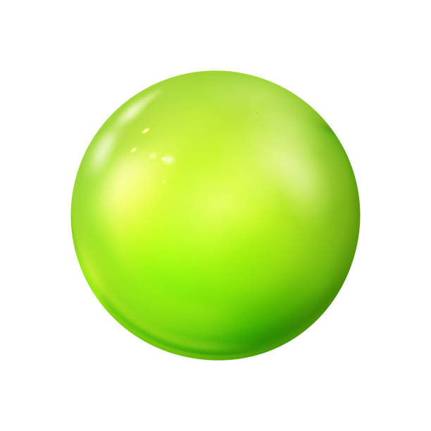 istock Light green sphere, polished ball. Mock up of clean round the realistic object, glassy orb icon. Geometric design simple shape, smooth circle form. Isolated  illustration 2035264888