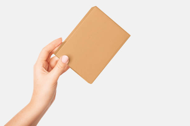 istock Woman's hand holding a cardboard box on a light background 2035264931