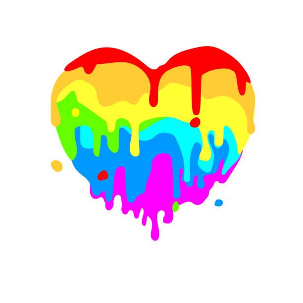 istock Fluid heart of colored figures on white background, for Valentine s day. . Flowing multicolored paint 2035269959