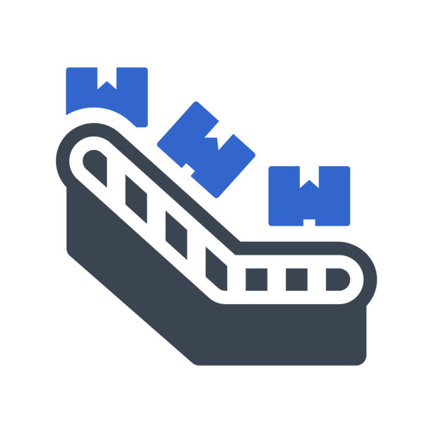 ilustraciones, imágenes clip art, dibujos animados e iconos de stock de icono de cinta transportadora - sorter