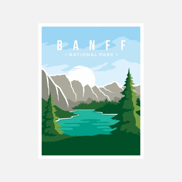 Banff National Park poster vector illustration design