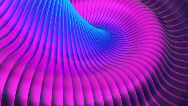 istock Abstract metallic 3d background, shiny and glossy yellow green striped pattern, interesting spiral chrome metal  lustrous stripes background. 2035308344