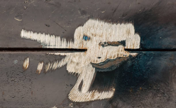A cut on metal at a construction site. Macro.