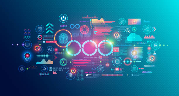 Artificial Intelligence Model Operationalization - ModelOps - Conceptual Illustration Artificial Intelligence Model Operationalization - ModelOps - Set of Capabilities Focused on the Governance and the Full Lifecycle Management of AI - Conceptual Illustration system configuration stock illustrations
