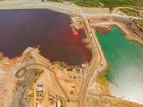 Bloody color of water in mining nickel. Mindanao, Philippines.