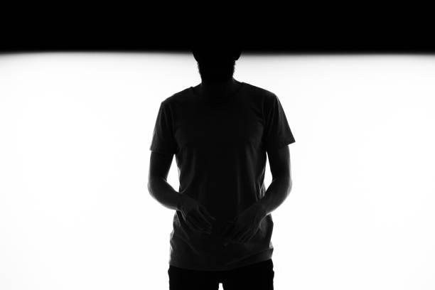 emotional man silhouette model white background cropped view. High quality photo