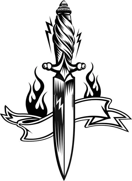 Vector illustration of dagger knife