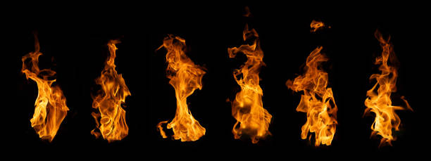 istock The set of fire and burning flame isolated on dark background for graphic design 2035352808