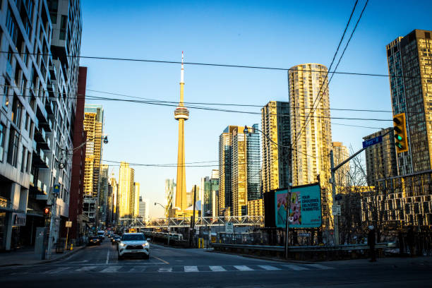 Toronto, Ontario - Main City Street looking towards the Downtown Core