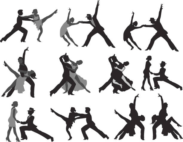 Couple dancing silhouette