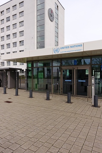 Bonn, Germany – February 21, 2024: The main entrance of UN UNEP site in Bonn, Germany