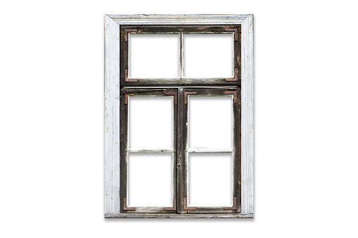 Countryside architecture texture. Window frame cutout.