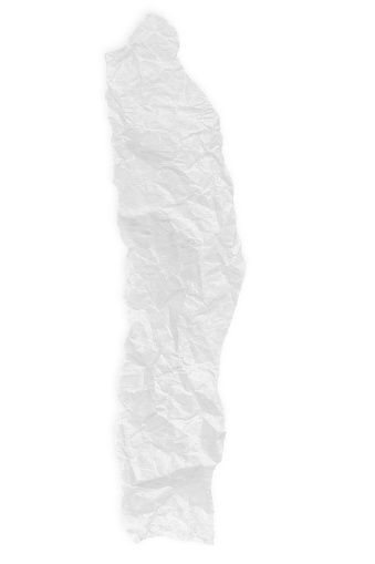 Torn crumpled white paper. Scrap of paper on empty background