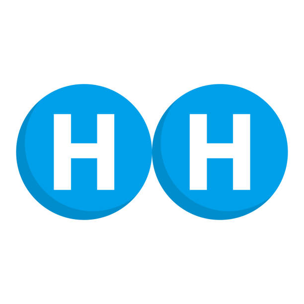 illustrazioni stock, clip art, cartoni animati e icone di tendenza di icona della molecola di idrogeno dal design piatto. vettore. - hydrogen bonding