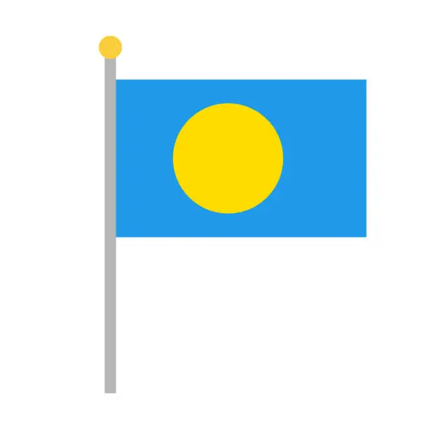 Vector illustration of Simple palau flag icon with pole. Vector.