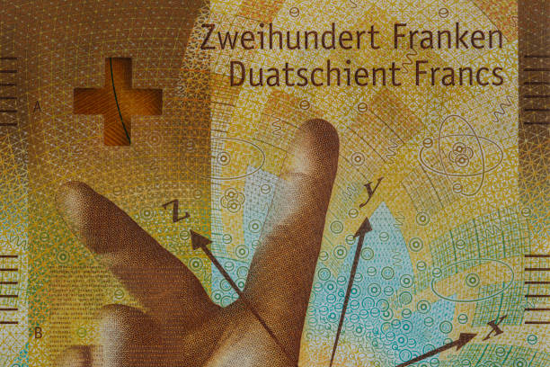 Closeup of 200 Swiss franc banknote for design purpose