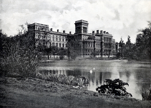 Vintage photograph of Royal Agricultural College, Cirencester, 19th Century