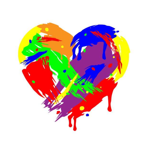 istock Heart folded of brush strokes. Flowing and Dripping paint. Multicolor design isolated on light background. Art for Valentines day. Acrylic layered colorful painting. Chaotic  illustration 2035405001