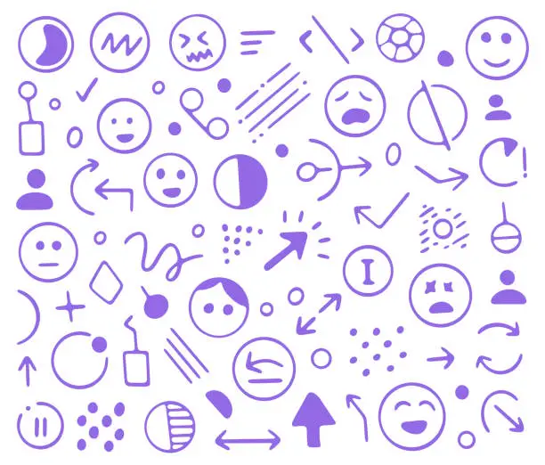 Vector illustration of Doodle Icon Pattern for Emoji