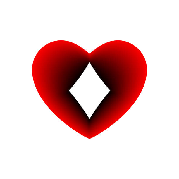 레드 하트 다이아몬드 정장 아이콘입니다. 사랑의 상징. 발렌타인 데이 로그인 카드 놀이 정장. 플랫 스타일 디자인, 로고. 프레임 아드레날린 중독 선명한, 일러스트 레이 션 - cards heart suit heart shape poker stock illustrations