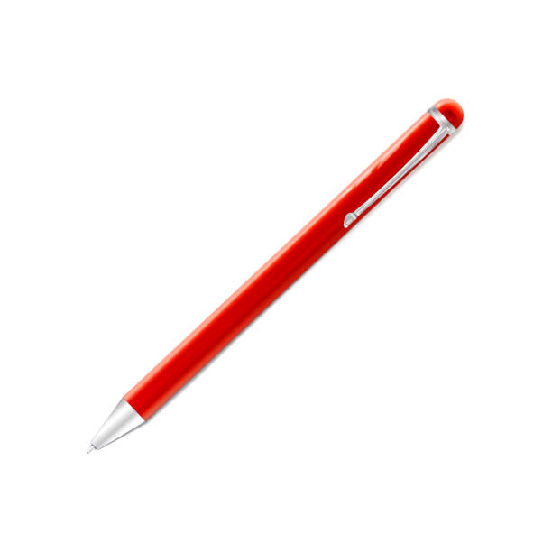 istock Red ballpoint pen.  icon. Shiny metal. Written plastic illustration. EPS 10. Realistic stationery for home and office 2035410219