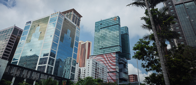 Macao, China - May 12, 2023: A collection of towering buildings standing next to each other in the bustling city of Macau.