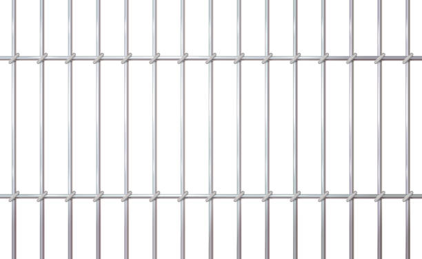 istock Background realistic prison iron interior. Jail cells modern with bars. Banner  detailed illustration metal lattice. Detention centre cell metallic. Isolated way, freedom concept grid. 2035414413