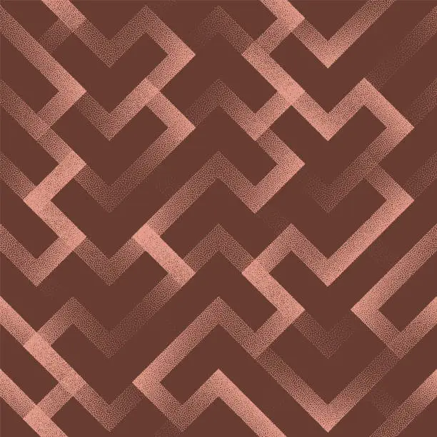 Vector illustration of Geometric Intricated Seamless Pattern Trendy Vector Brown Abstract Background