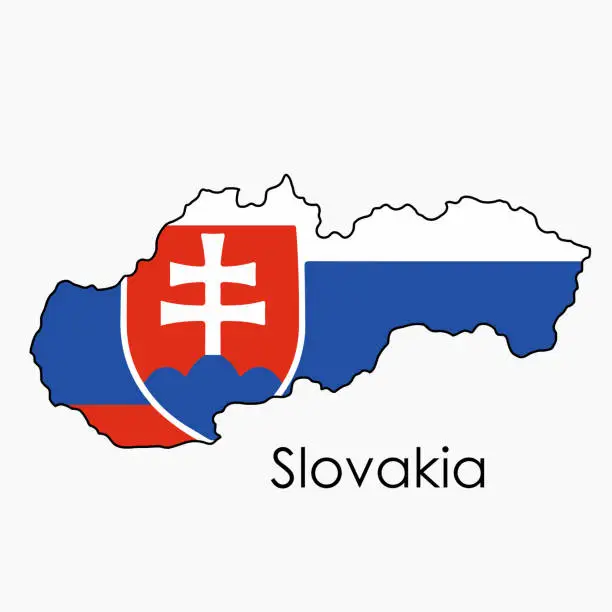 Vector illustration of Outline drawing of Slovakia flag map.