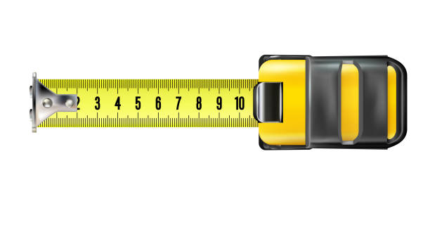 istock Top view yellow realistic Tape measure isolated on white background. Photo-realistic roulette, construction tool for length measuring. Design case in yellow-black version. 2035436528