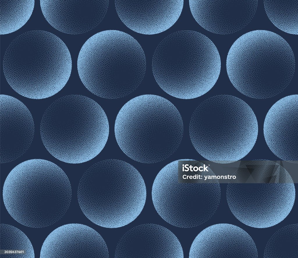 Blue Spheres Seamless Pattern Trendy Vector Modern Blue Abstract ...