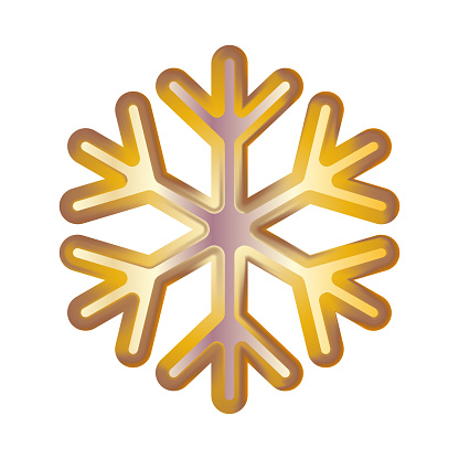 Golden snowflake. Volumetric moderate lighting on a dark background. Kit.  illustration.