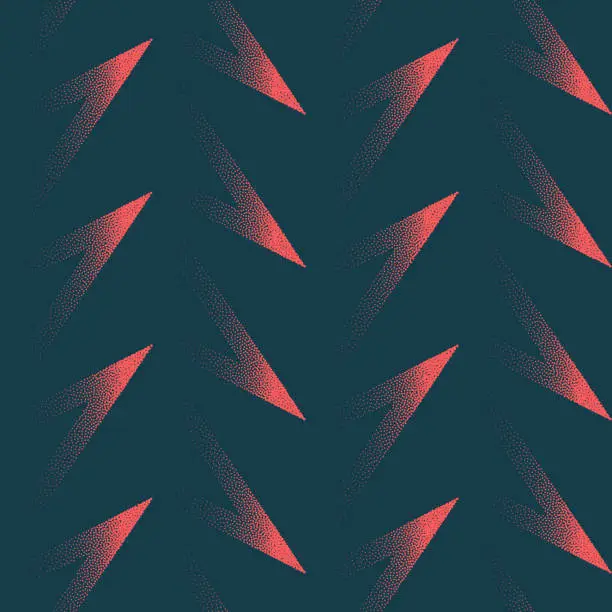 Vector illustration of Red Triangles on Noir Canvas Seamless Pattern Trendy Vector Abstract Background
