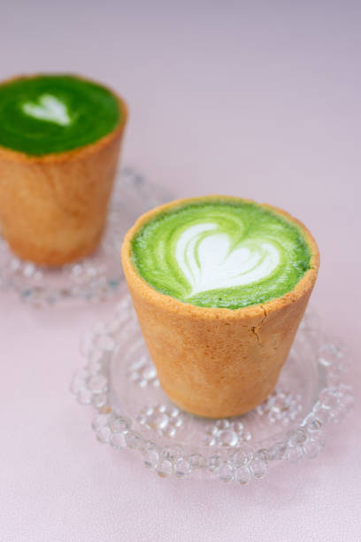 istock Hot matcha latte in an edible cookie cup. 2035454446
