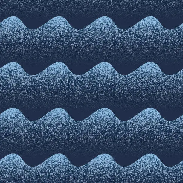 Vector illustration of Stylized Oceanic Waves Seamless Pattern Trend Vector Blue Abstract Background