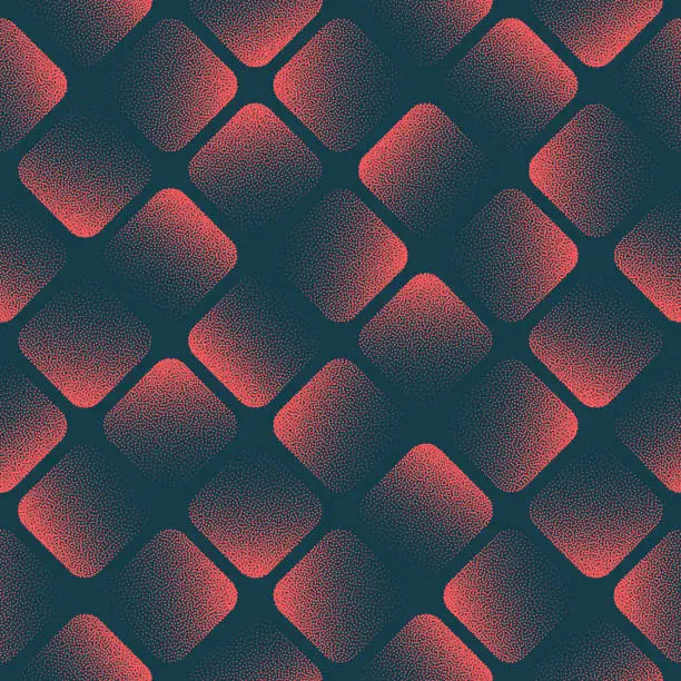 Vector illustration of Rounded Square Tilted Grid Seamless Pattern Trend Vector Red Abstract Background