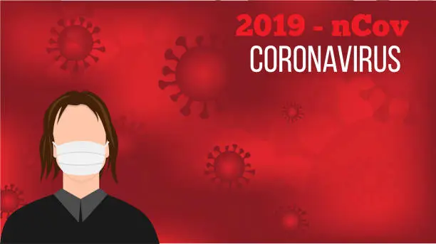 Vector illustration of Coronavirus Information Poster with Infected Blood Background Copy Space
