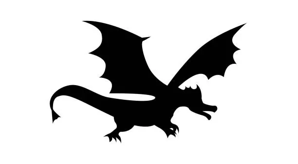 Vector illustration of Silhouette of a Flying Dragon