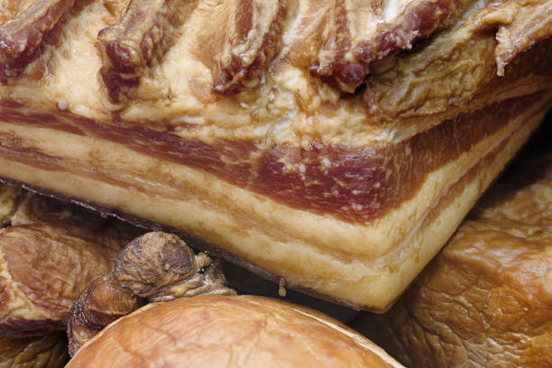 Pork on the board, closeup of photo