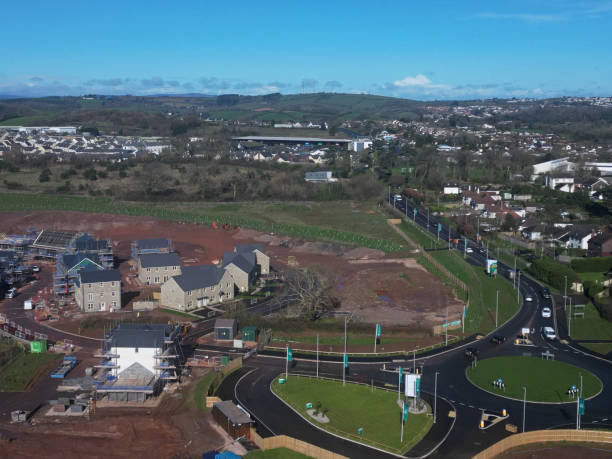istock Paignton, Torbay, South Devon, England: DRONE VIEWS: A new build housing construction site on green belt land on the outskirts of Paignton (PHOTO 4) 2035482202