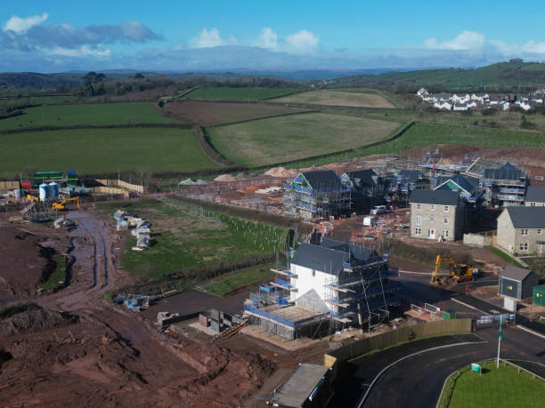 istock Paignton, Torbay, South Devon, England: DRONE VIEWS: A new build housing construction site on green belt land on the outskirts of Paignton (PHOTO 1) 2035482204