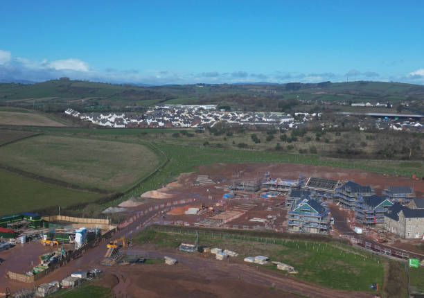 istock Paignton, Torbay, South Devon, England: DRONE VIEWS: A new build housing construction site on green belt land on the outskirts of Paignton (PHOTO 6) 2035482723
