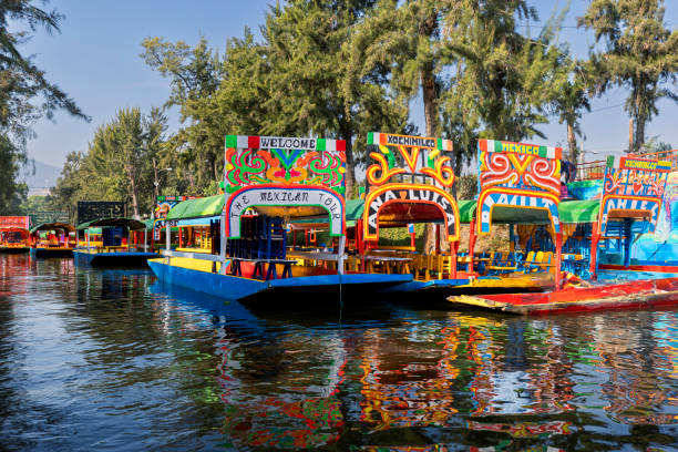 Trajineras at Xochimilco Lake
