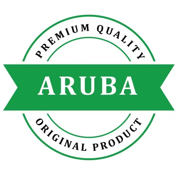 Vector illustration of Original product.Premium quality. Stamp with a flag. Made in Aruba