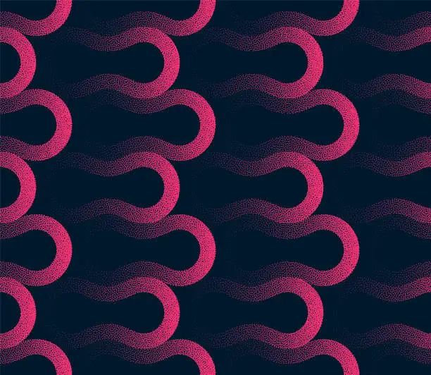 Vector illustration of Smooth Wavy Shapes Seamless Pattern Trend Vector Purple Noir Abstract Background