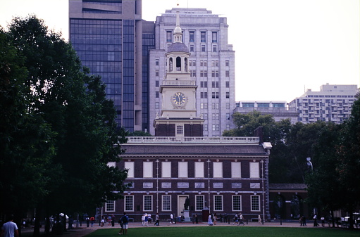 Independence Hall in Philadelphia, Pennsylvania during early 1990s