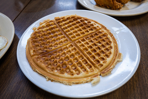 Traditional american waffle - breakfast.