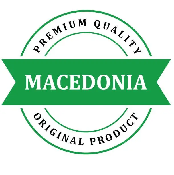 Vector illustration of Original product.Premium quality. Stamp with a flag. Made in Macedonia