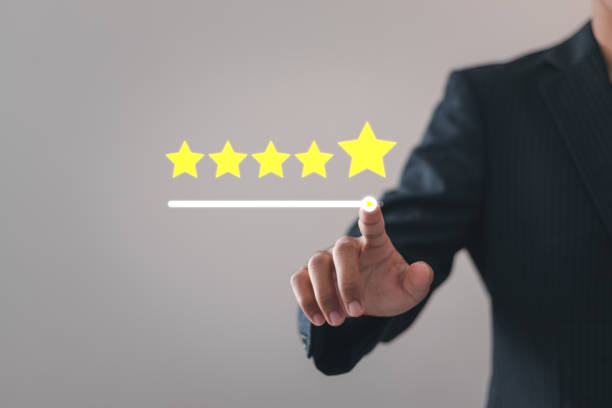 istock Customer satisfaction service concept. Client rate satisfaction by 5 stars. Satisfaction experience rating and service reviews. 2035518766
