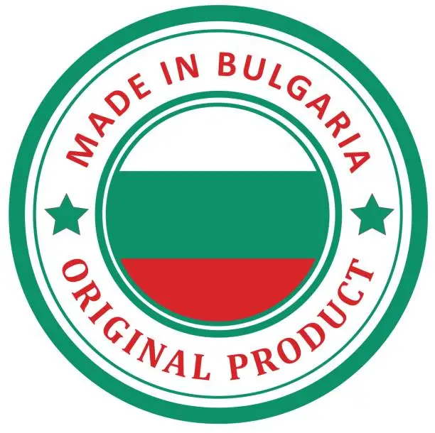 Vector illustration of Original product. Stamp with a flag. Made in Bulgaria